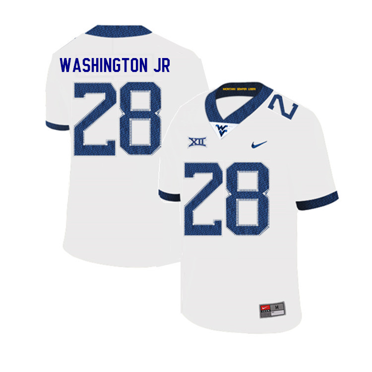 2019 Men #28 Keith Washington Jr. West Virginia Mountaineers College Football Jerseys Sale-White